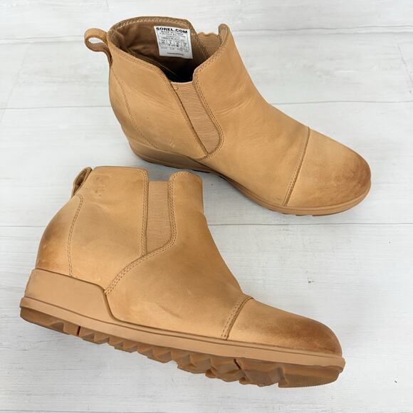 Sorel Evie Chelsea Bootie Womens 10 Pull-On Ankle Boots Tan Leather Fall Comfort - Picture 12 of 13